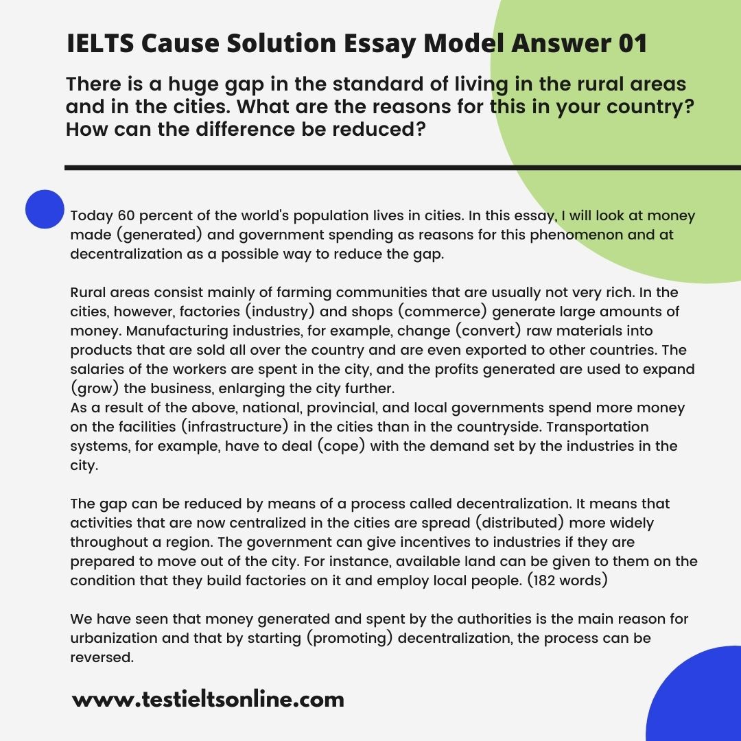 ielts solution essay model answer